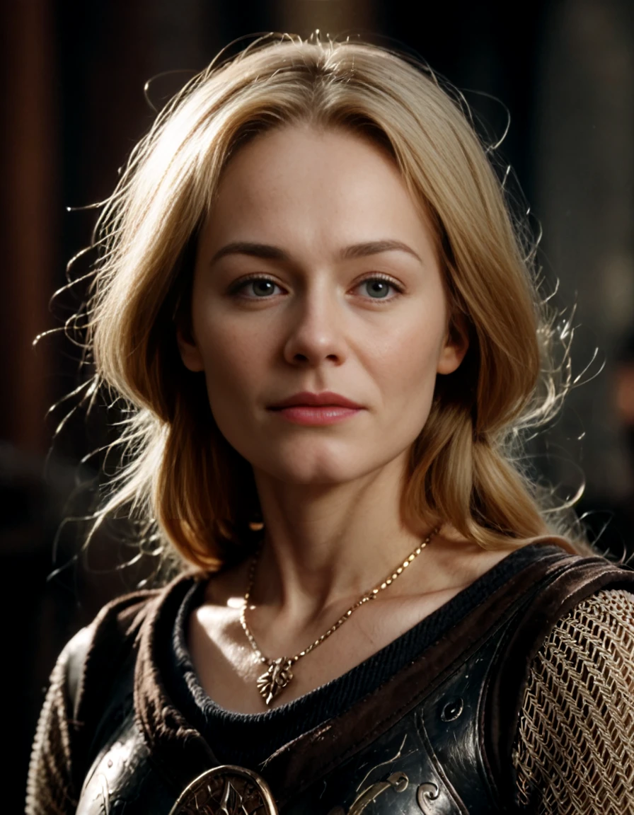 score_9_up,score_8_up,score_7_up,realistic,<lora:Éowyn:1>,eowyn,1girl,blonde hair,looking at viewer,armor,necklace,