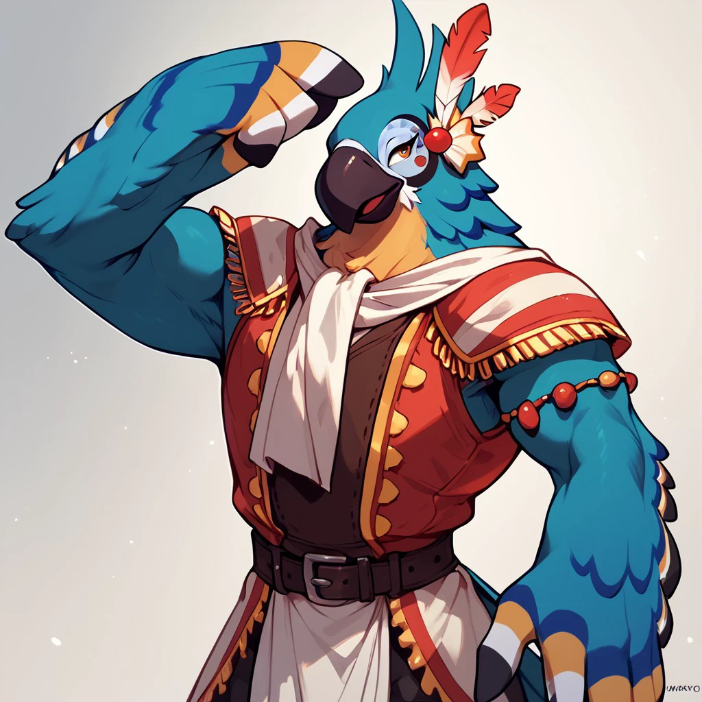 score_9, score_8_up, score_7_up,  <lora:Kass-000009:1.0>, kass, bird boy, clothed, standing,