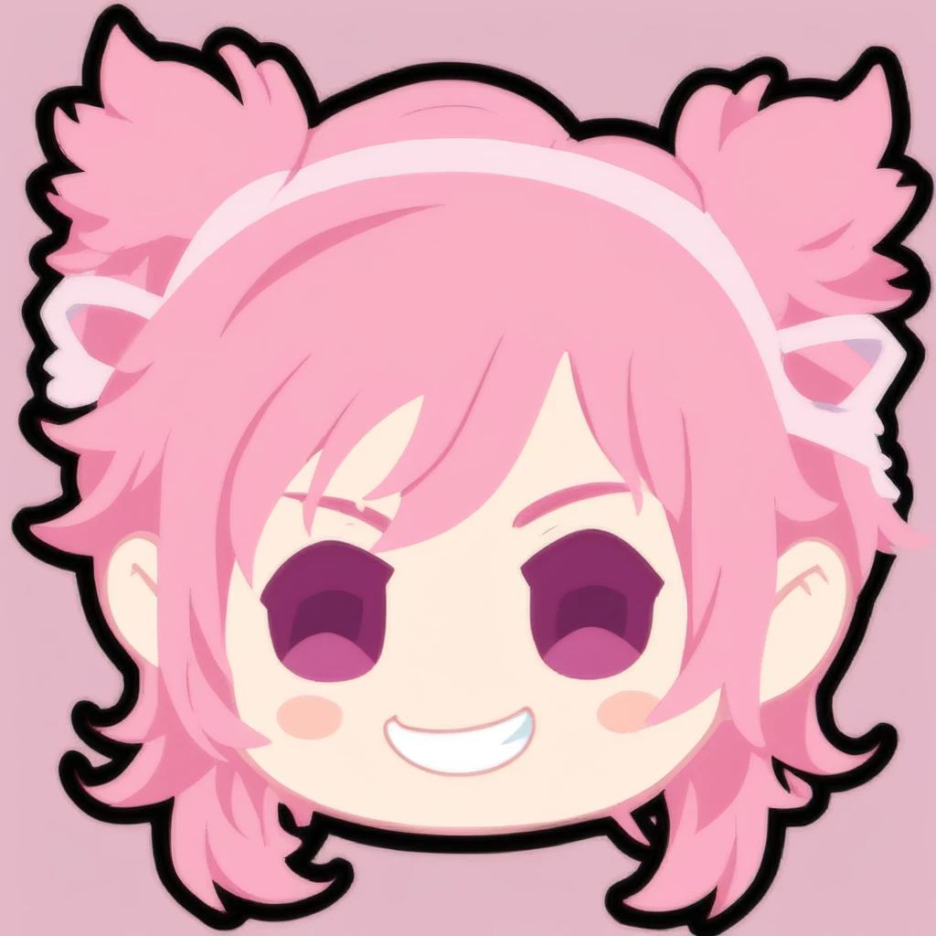 Head icon, only_head, chibi, 1girl, pink hair, smile, :D