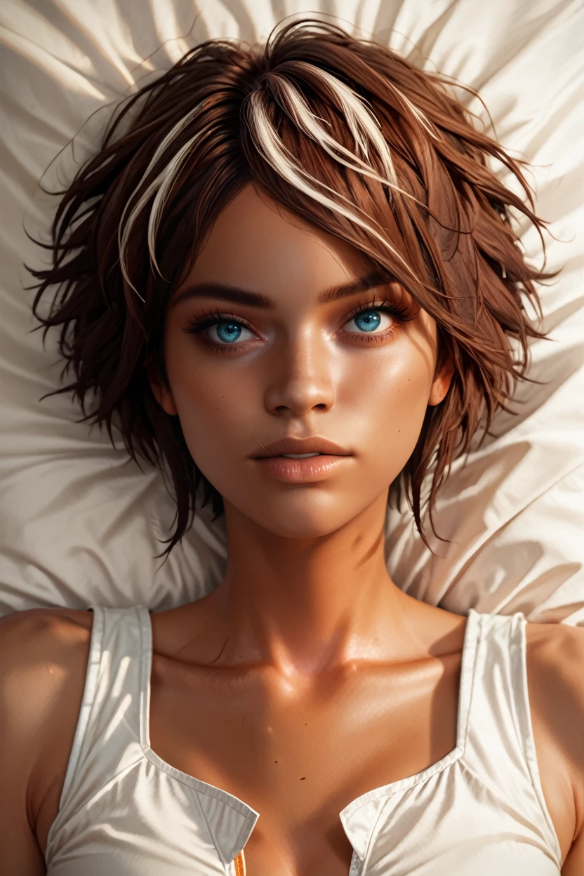 score_9, score_8_up, score_7_up, score_6_up
<lora:RMNilin:1.0>
RMNilin, 1girl, brown hair, white streaks, short hair, dark skin, blue eyes, looking at viewer, laying back, on bed