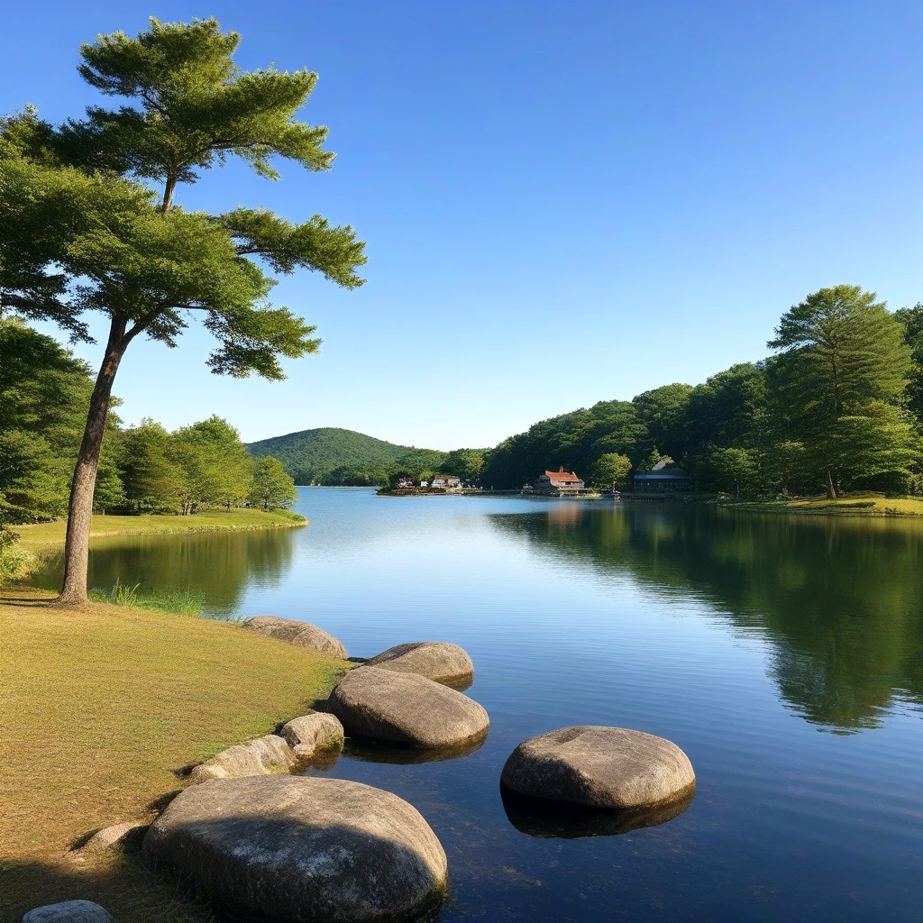 <lora:floating_island_SDXL_v2:0.5>, lake, pond, island, day, sky, stone, landscape, building, wall, realistic, cinematic lighting, bridge