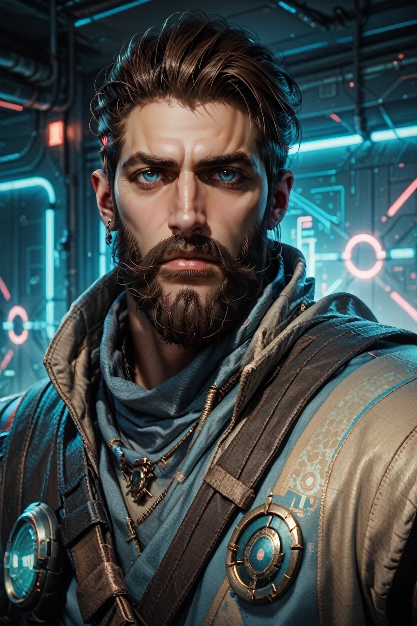score_9, score_8_up, score_7_up, score_6_up
<lora:BGONERaith:0.8>
BGONERaith, 1boy, brown hair, beard, blue eyes, posing in a high-tech, futuristic room, wearing sleek, minimalistic clothing, neon lights, holographic displays in the background, sharp and modern aesthetic