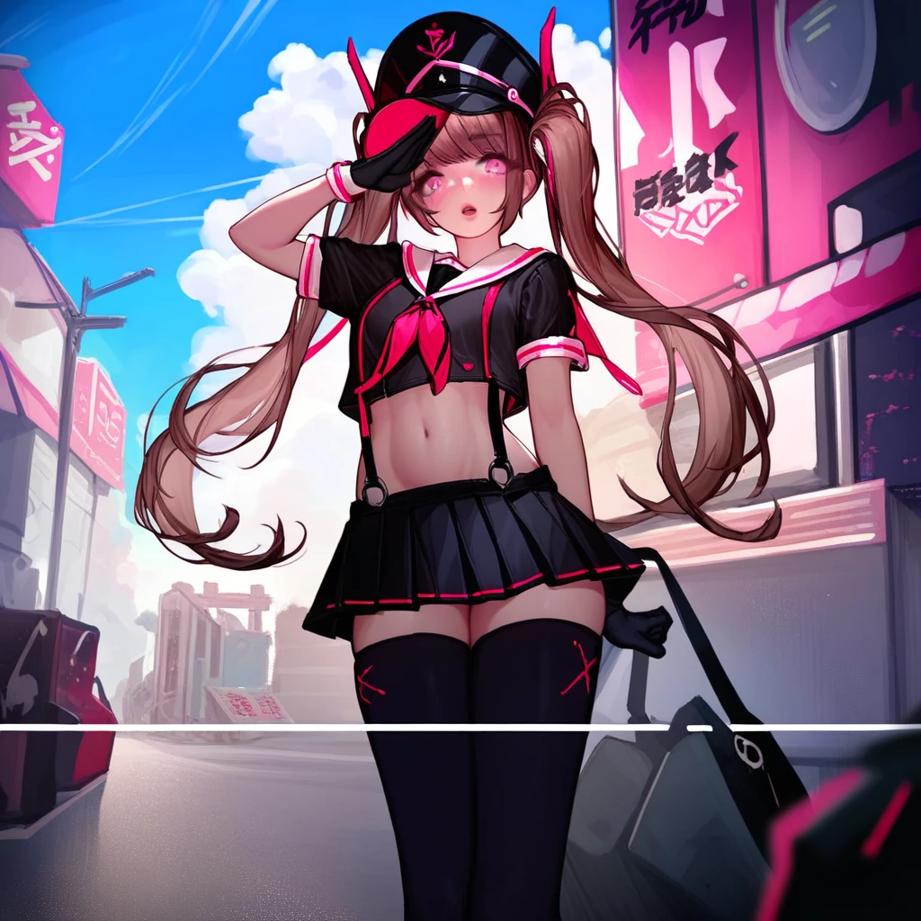 Hot and skinny dva with thick legs wearing a short skirt