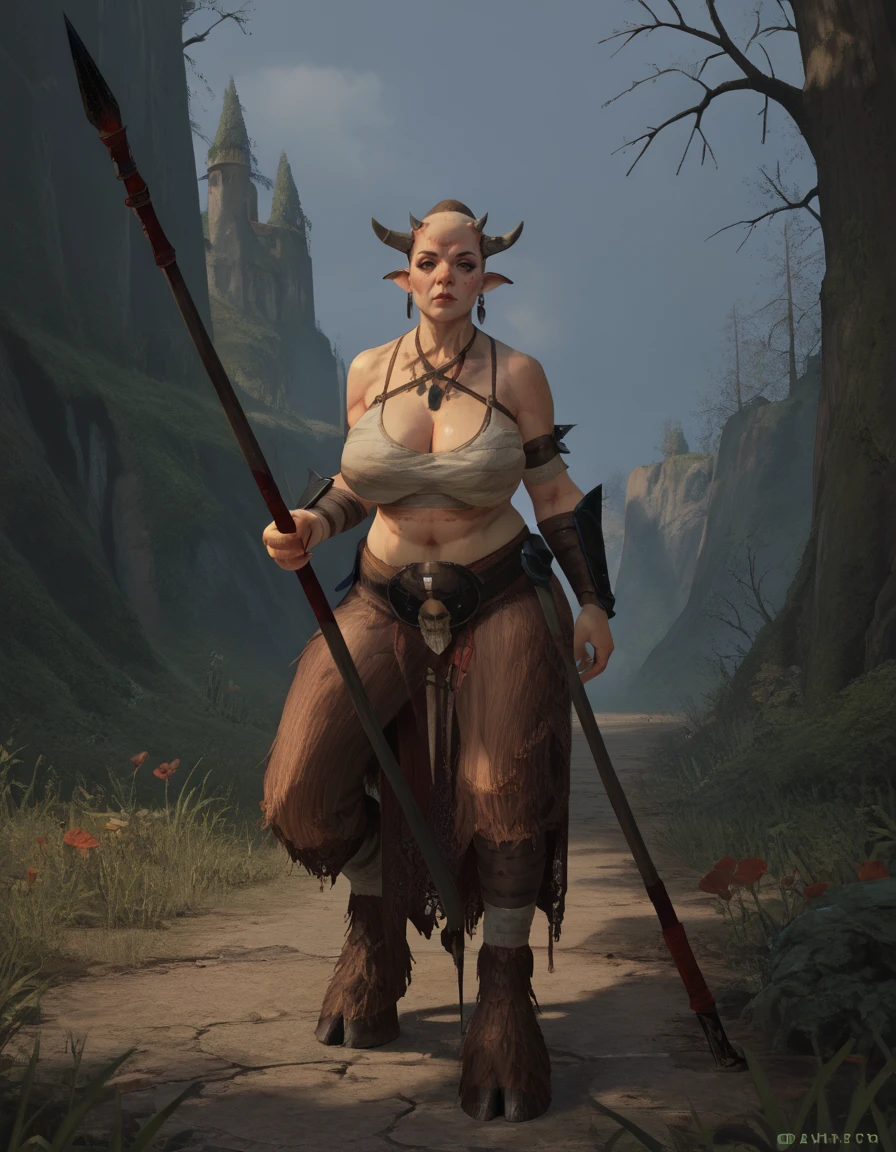 score_9, score_8_up, score_7_up, full body,
Ungor, mature female, horns, curvy, bandaged chest, solo,
holding polearm,
<lora:Ungor_PonyXL:0.9>