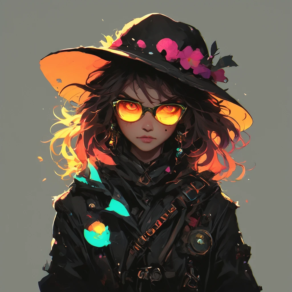 score_9, score_8_up, score_7_up, FFDAC, 1woman, glowing yellow sunglasses,