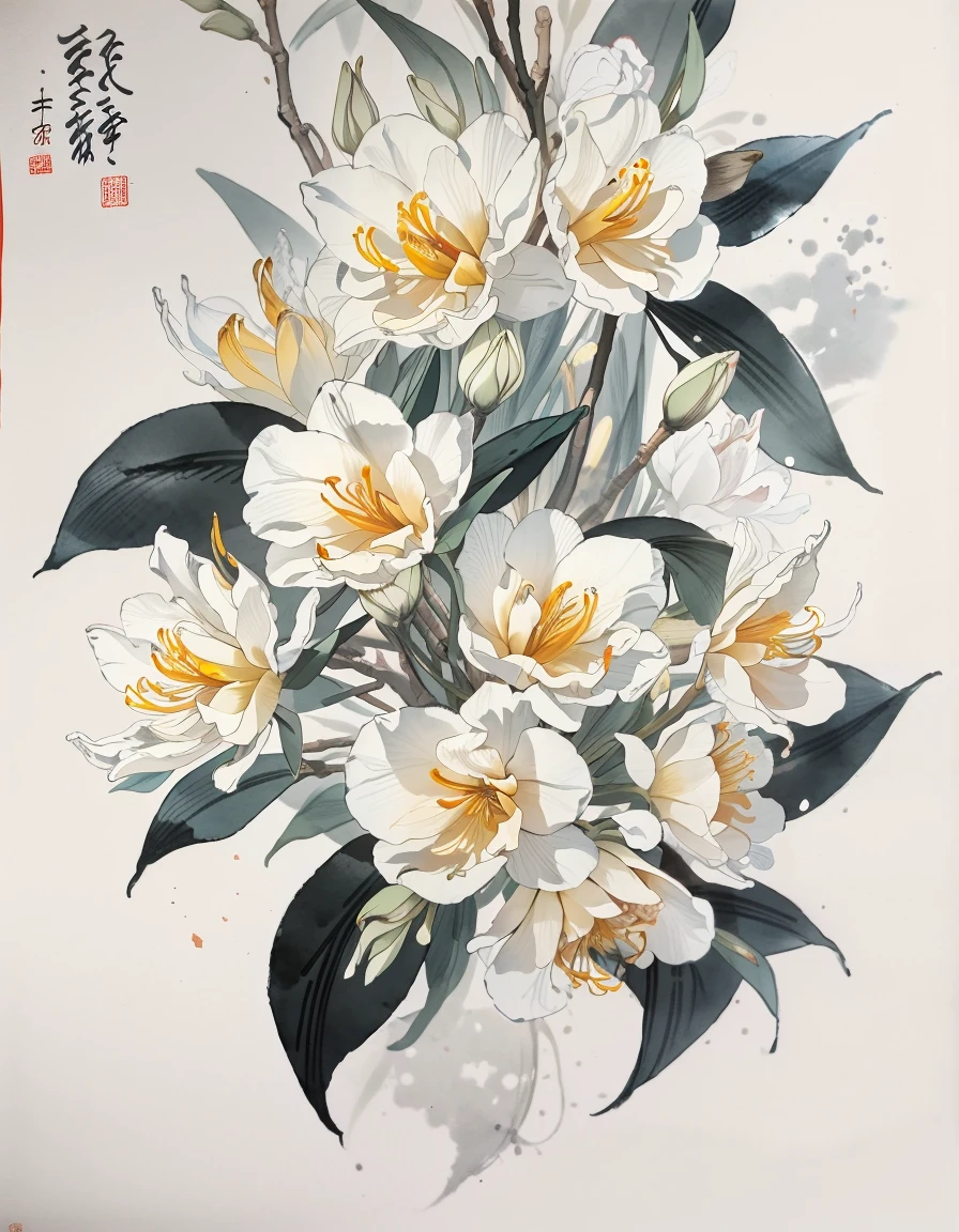 best quality,masterpiece, solo.
<lora:Modern Chinese Ink Painting:0.9> modern chinese ink painting, ç¾ä»£ä¸åå·¥çæ°´å¢¨ç«
Freesia x hybrida flower booms