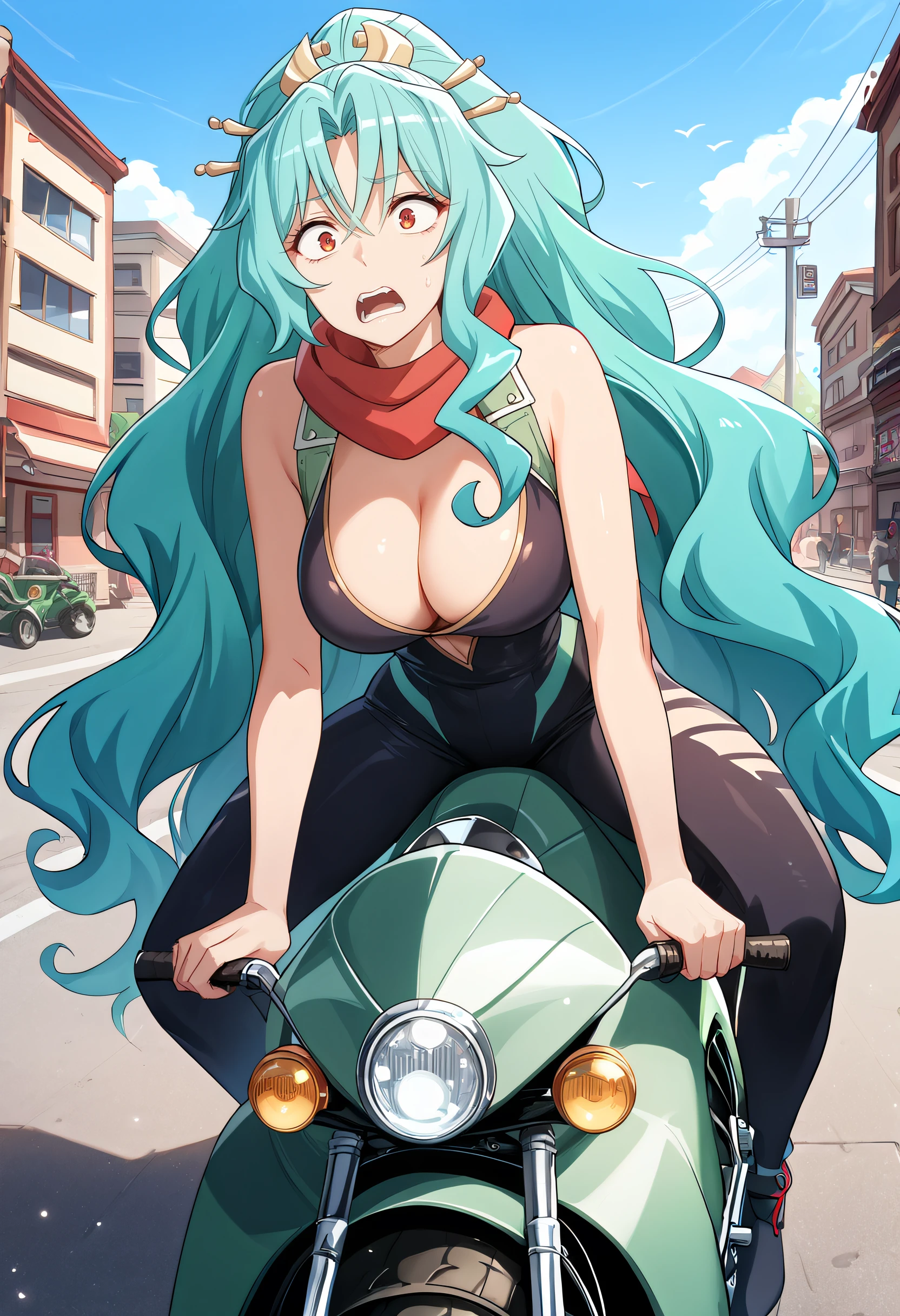 1girl, SH_Tomoe, big breasts, cleavage, head ornament, makeup
riding a motorcycle, tight pink and green motorcycle suit
Diffused Light, on a street
score_9, score_8_up, score_7_up, score_6_up
<lora:SH_Mio_Tomoe:0.9>
<lora:Expressive_H:0.8> Expressiveh, Shocked