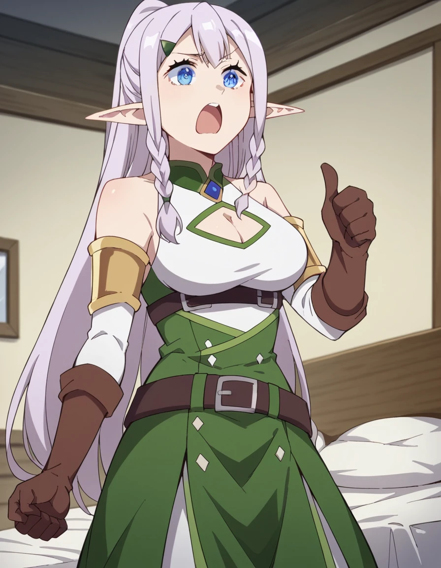 Anime. busty green-haired elf gets fucked hard in doggy style by an orc. porn scene.