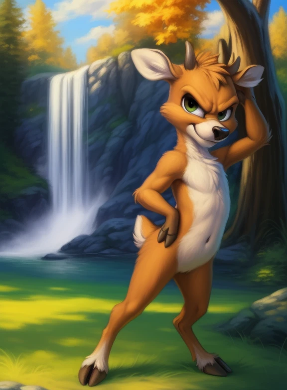 <lora:VinnieDeerLonTooAdvYif:1>  VinnieDeerLonTooAdv, Deer, chibi, brown fur, small horns, brown hooves, black nose,
Looks at the viewer, [  solo, (nature), forest, day, clouds, waterfall,  smile,]   (angry pose, )
(beautiful, aesthetic, perfect, delicate, intricate, saturated colors), masterpiece, digital drawing, best quality,
[by personalami], by smitty g, [[[by Foxovh]]], [[by Ross Tran]]