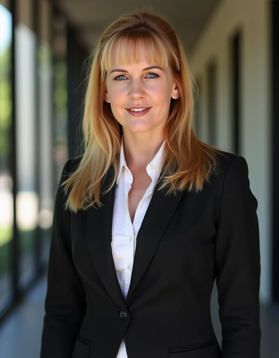 photo of blonde female in conservative business suit <lora:GBR-step00001500:1.3>