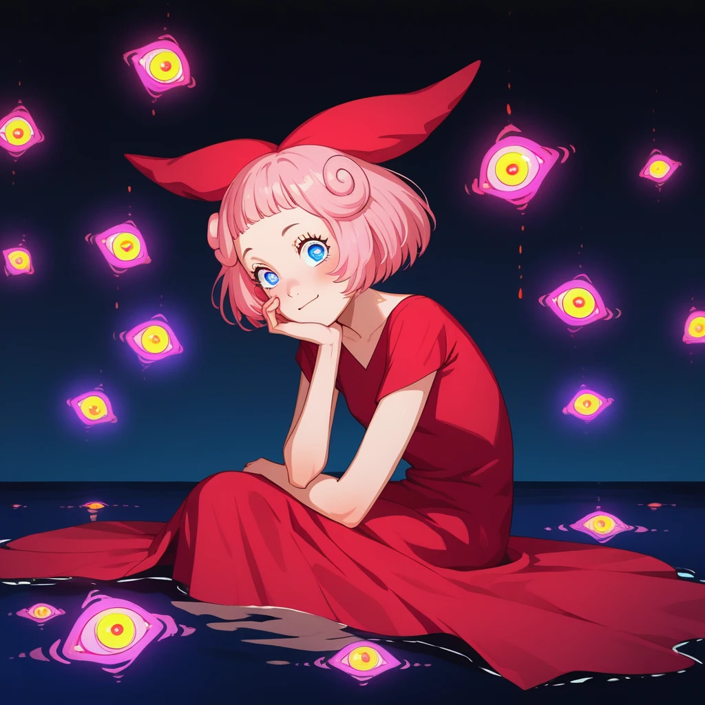 score_9, score_8_up, score_7_up, score_6_up, score_5_score_4, night, galaxy, astract, ((body blood)), multiple hands over body, <lora:alice-v1-13:1> biblioalice, 1girl, hair bow, red dress, (light_pink_hair), (young), blue eyes, lying, over water, glowing, extra eyes, dark water, 
BRAKE <lora:eyes:1> shizoeyes, glowing, ((extra eyes)), black background, dynamic,