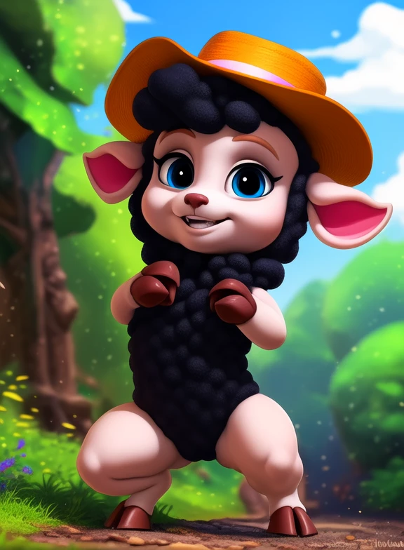 <lora:SheepOhMyGenYif:1>  SheepOhMyGen,  black sheep, black wool, blue eyes, body  wool,  brown hooves, brown hat, chibi, small body,
Looks at the viewer, [  solo, (nature), forest, day, clouds, waterfall,  smile,]  ((cowgirl position,))
(beautiful, aesthetic, perfect, delicate, intricate, saturated colors), masterpiece, digital drawing, best quality,
by ulitochka, by taran fiddler, by Silverfox5213, by personalami,