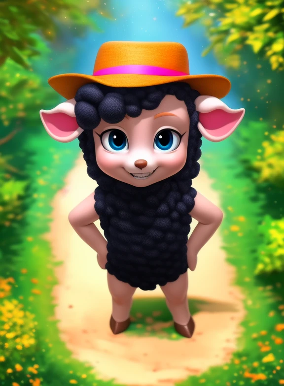 <lora:SheepOhMyGenYif:1>  SheepOhMyGen,  black sheep, black wool, blue eyes, body  wool,  brown hooves, brown hat, chibi, small body,
Looks at the viewer, [  solo, (nature), forest, day, clouds, waterfall,  grin,]   ((Hands on hips, standing, high-angle view,))
(beautiful, aesthetic, perfect, delicate, intricate, saturated colors), masterpiece, digital drawing, best quality,
[by kenket|by totesfleisch8], by thebigslick:by silverfox5213:0.8], [by syuro, by paloma-paloma::0.2, (Tricksta, TotesFleisch8)