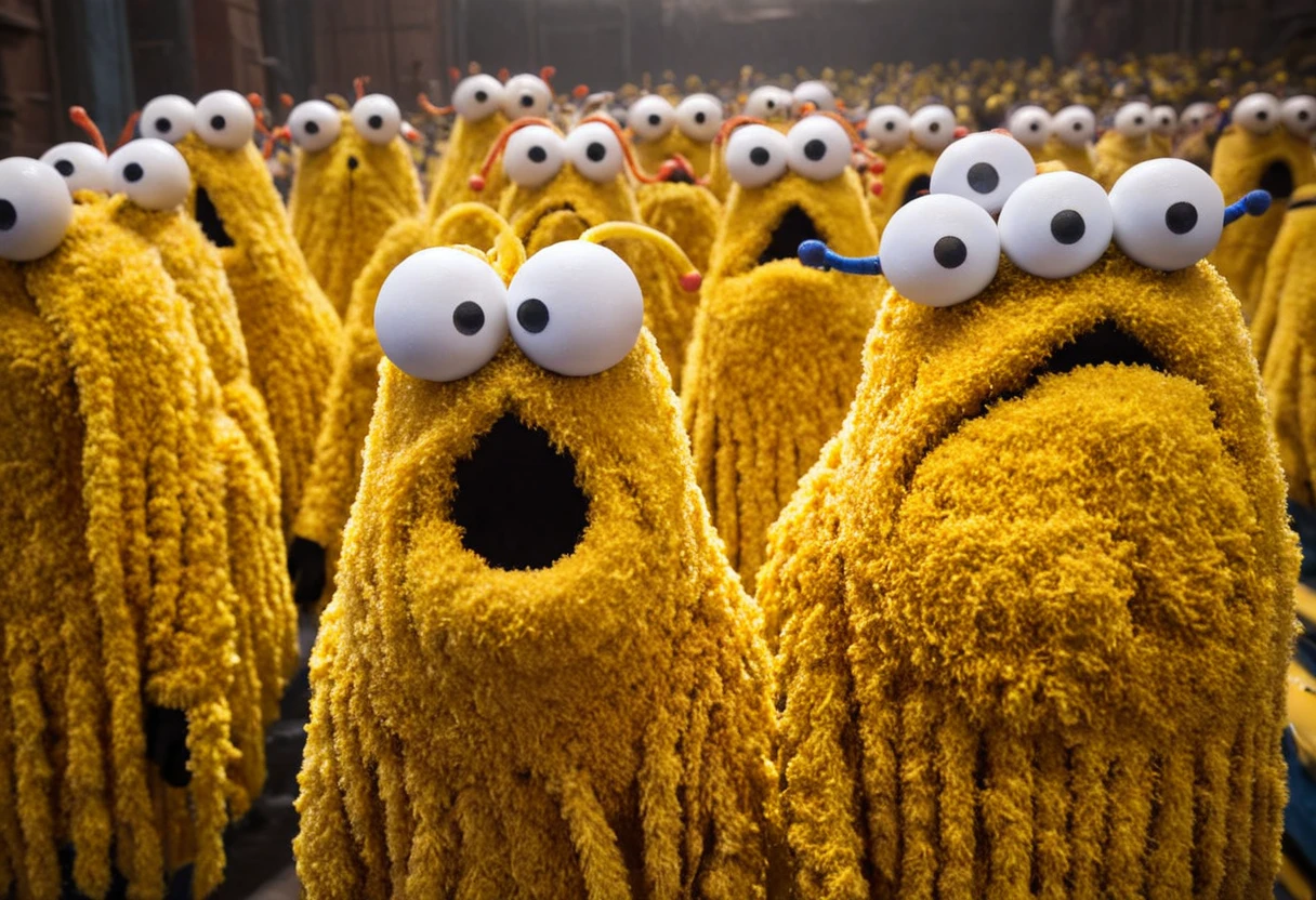 PHOTO OF MINIONS,<lora:YIP YIP MARTIANS XL_V1:1>,YIPYIP,YELLOW,