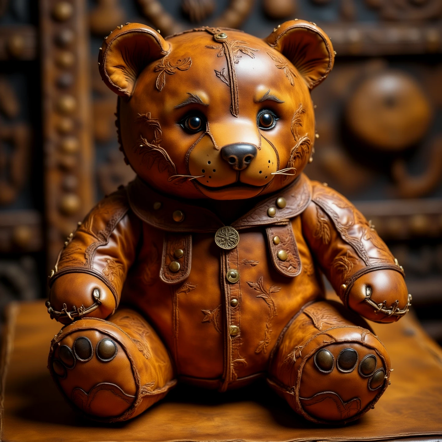 photo, highly detailed, 

A leather teddybear.

lthrCE style