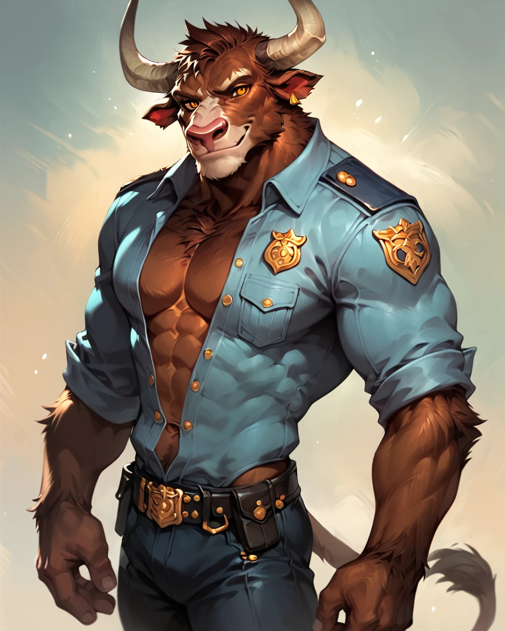 score_9, score_8_up, score_7_up, intricate details, rating_questionable, male focus, 
<lora:Karanir:0.6>,
Karanir, police uniform, cowboy shot, amber eyes, looking at the viewer, smiling, 
<lora:ral-chrosc-clr:0.5>, ral-chrosc-clr,
<lora:Expressive_H:0.5>, expressiveH,
<lora:xl_more_art-full_v1:0.3>,
<lora:add-detail-xl:0.3>