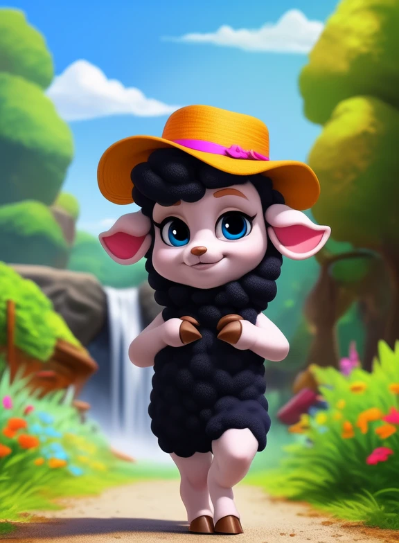 <lora:SheepOhMyGenYif:1>  SheepOhMyGen,  black sheep, black wool, blue eyes, body  wool,  brown hooves, brown hat, chibi, small body,
Looks at the viewer, [  solo, (nature), forest, day, clouds, waterfall,  smile,]   (( walking, ))
(beautiful, aesthetic, perfect, delicate, intricate, saturated colors), masterpiece, digital drawing, best quality,
by ulitochka, by taran fiddler, by Silverfox5213, by personalami,