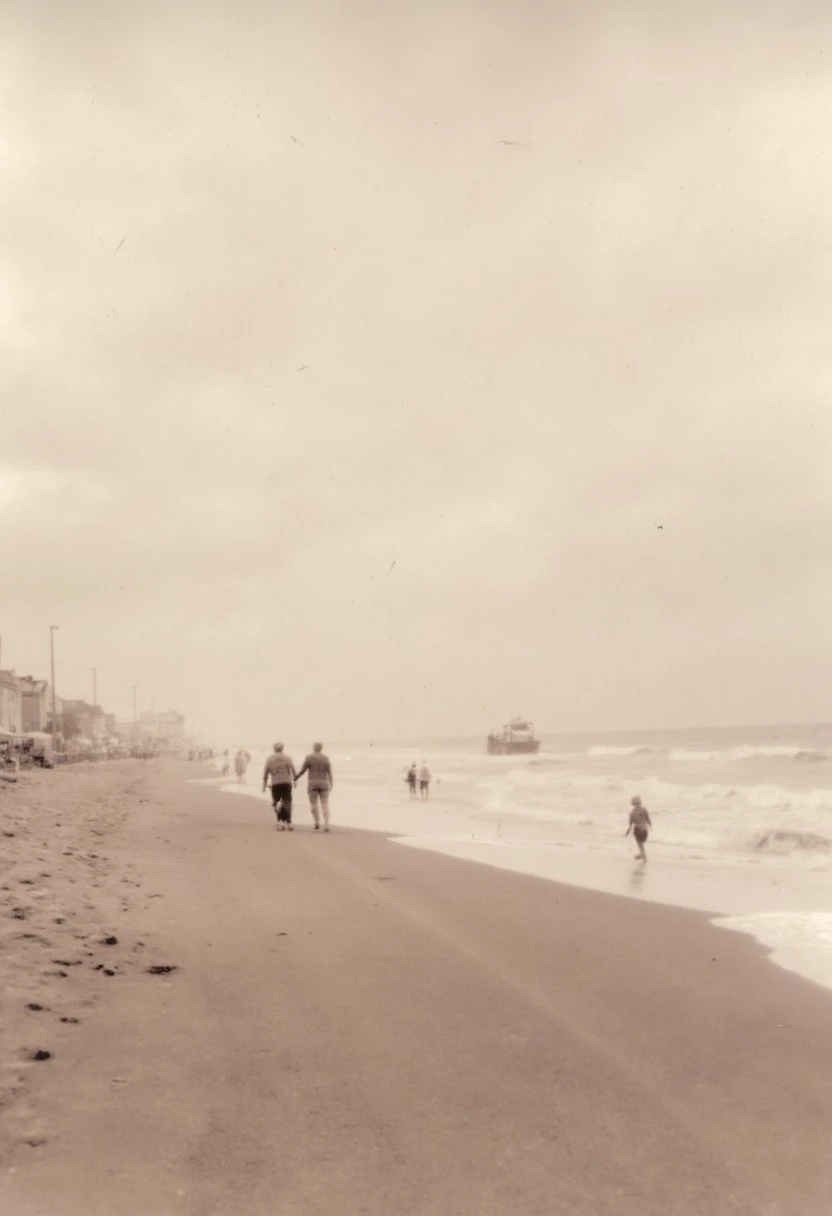 lith_agfabrovira_BH21_FLUX, a foggy beach in sri lanka,  film grain, soft shadow