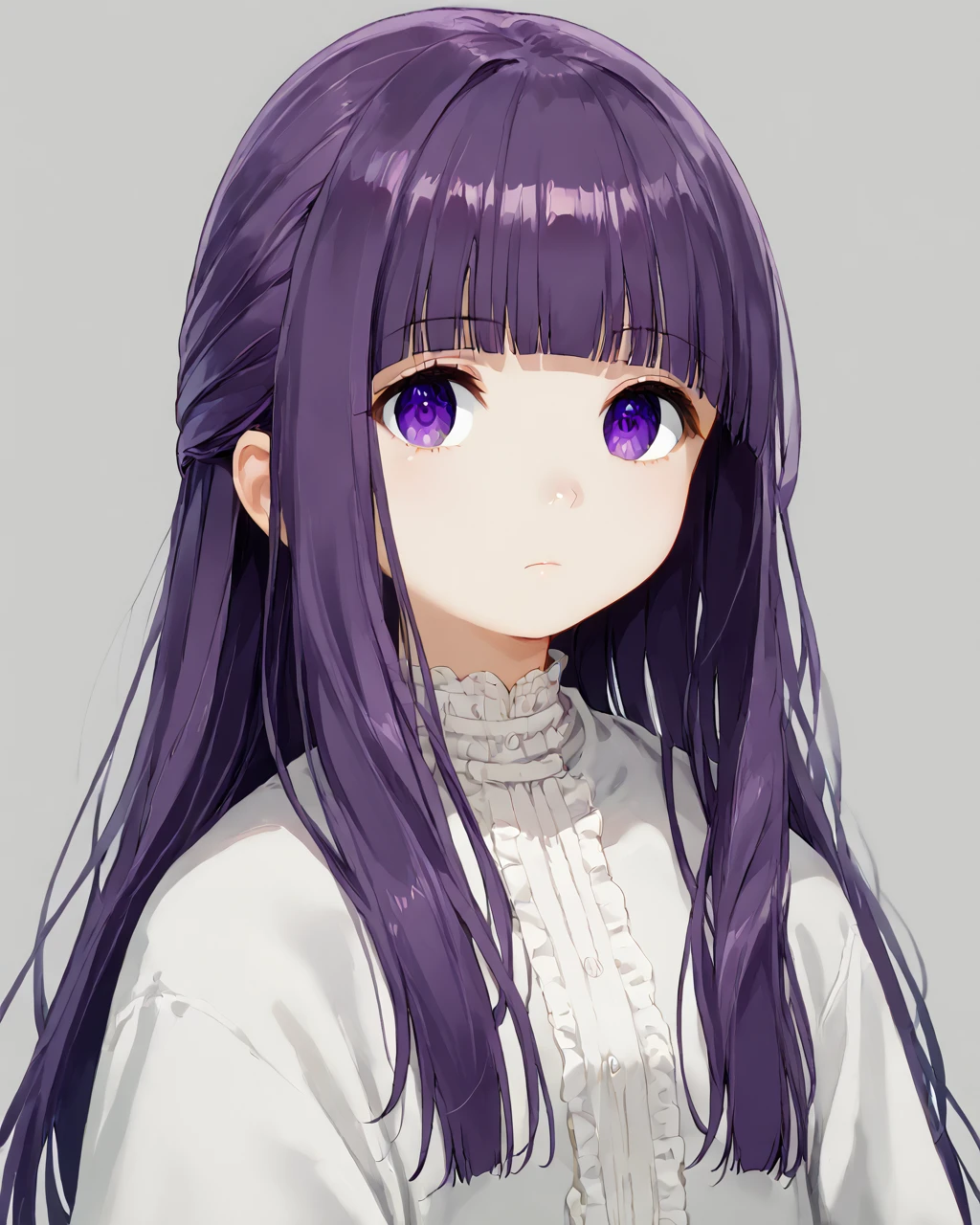 1girl,simple_background,portrait,long_hair,purple_eyes,purple_hair,blunt_bangs,<lora:fern-s1-ponyxl-lora-nochekaiser:1>
<lora:ishikei:1>