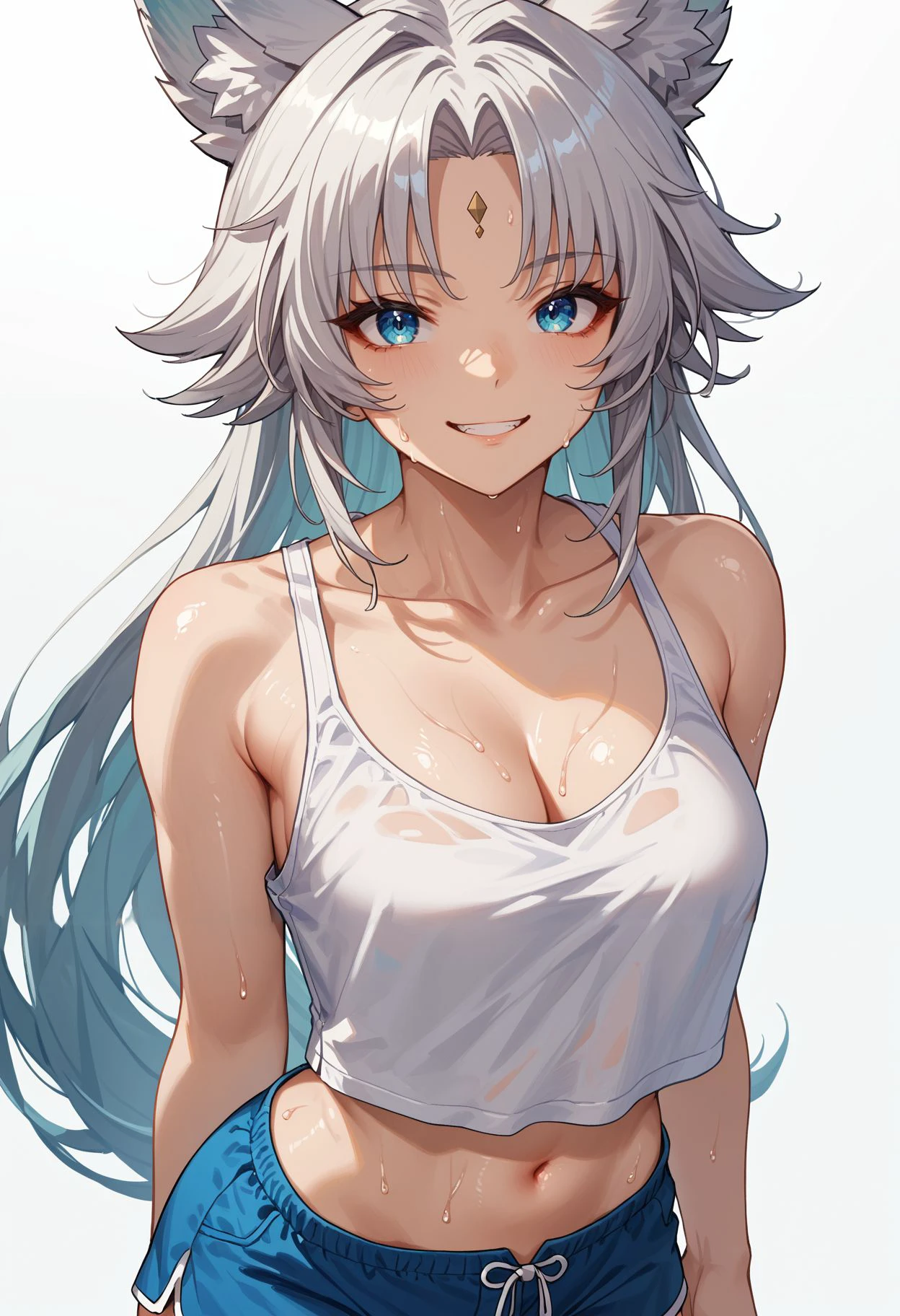 nobara removing shirt, no bra, no underwear, wet, see-thorugh, boobs