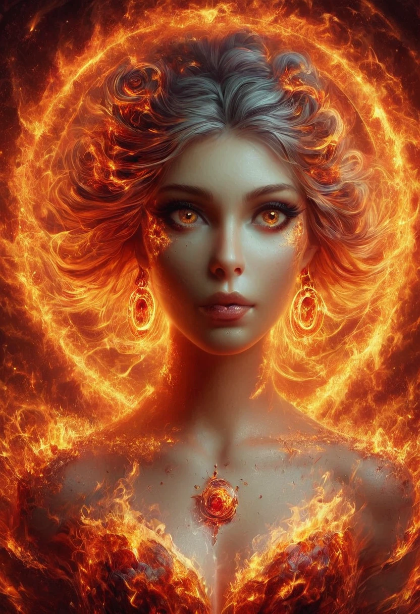 score_9, score_8_up, score_7_up, firegoddess, 1woman, close up portrait, fire tornado, realistic concept art, 8k, detailed