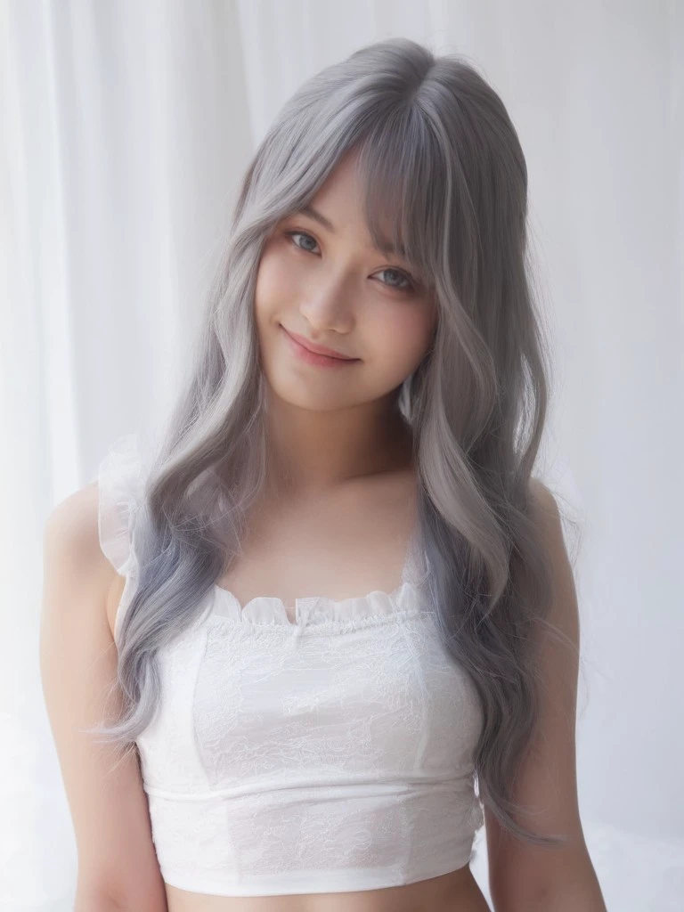 score_9, score_8_up, score_7_up,
1girl, solo, realistic, looking at viewer, 
grey hair, long hair, smile, 
breasts, small breasts, navel,
standing,
in studio, white background,
<lora:tw_coser02_pony:0.9>