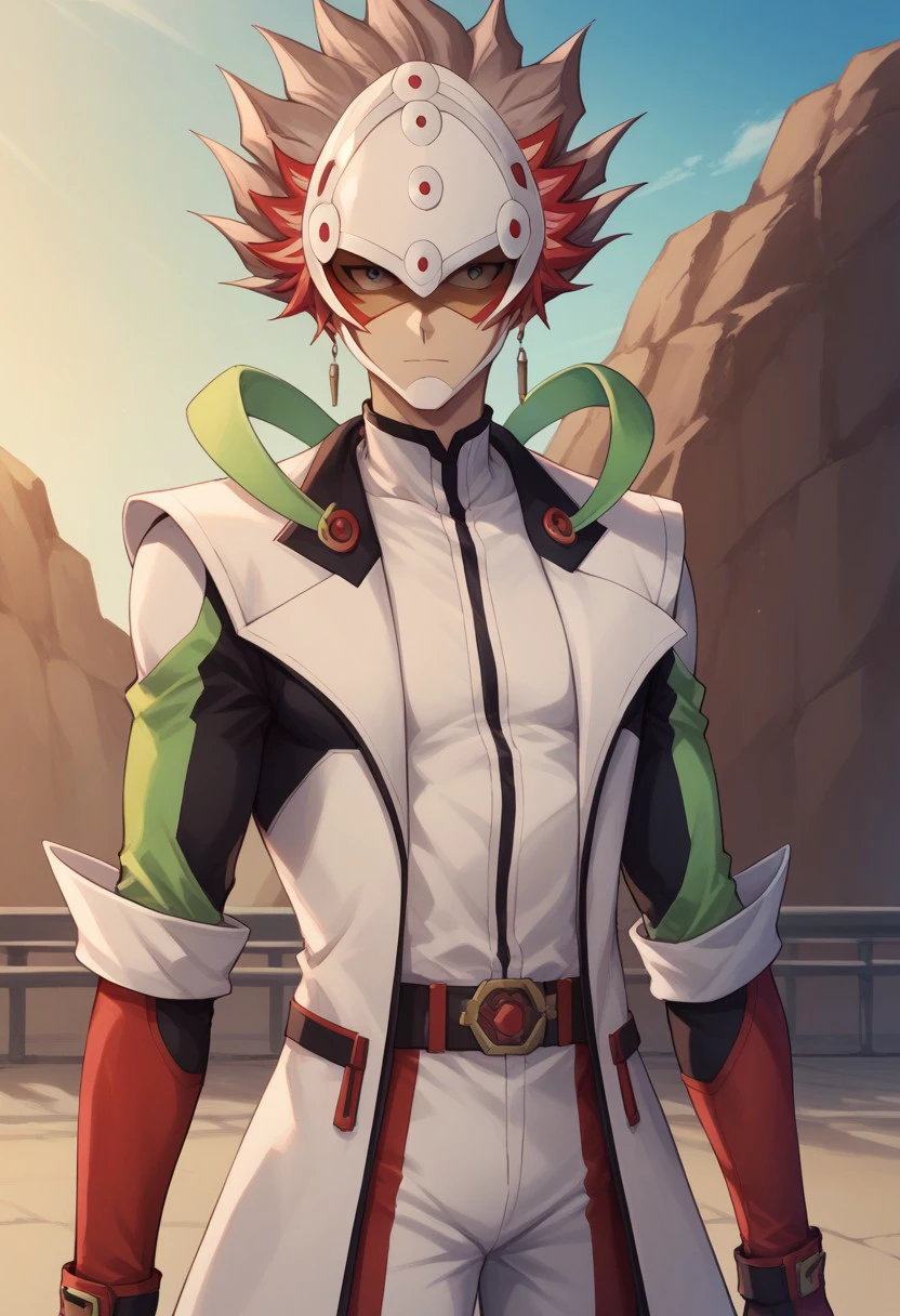 score_9, score_8_up, score_7_up, source_anime, highly detailed, 
ryoken, 1boy, male focus, solo, red hair, spiked hair, gloves, upper body, mask, full mask, standing, coat, bodysuit,
varis outfit,
outdoor, neon, virtual reality,