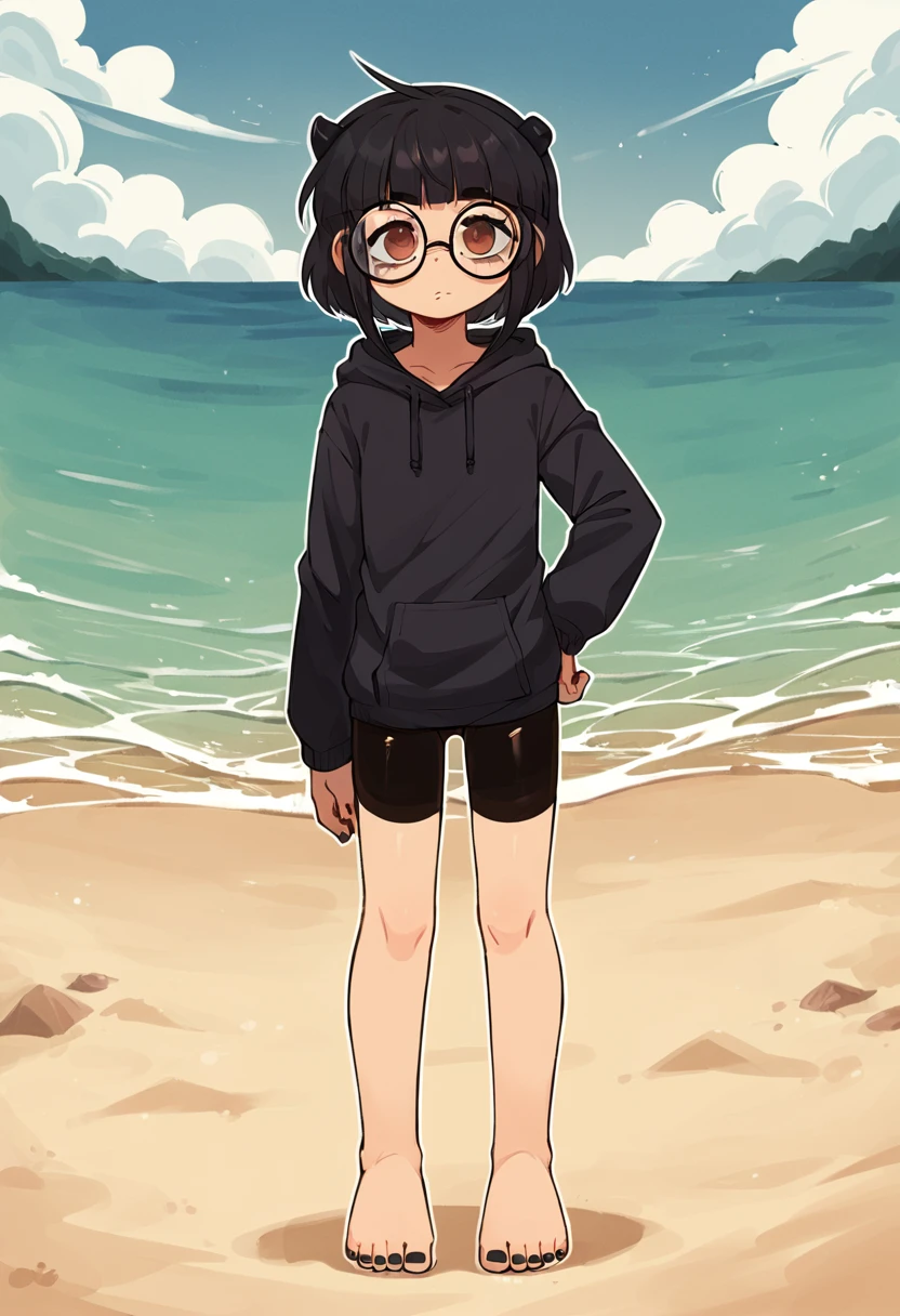 score_9, score_8_up, score_7_up, source_anime BREAK
1girl, outdoors, beach, standing, full body, hand on hip
<lora:ItouKaori:1> ItouKaori, glasses, toenail polish
black hoodie, bike shorts,