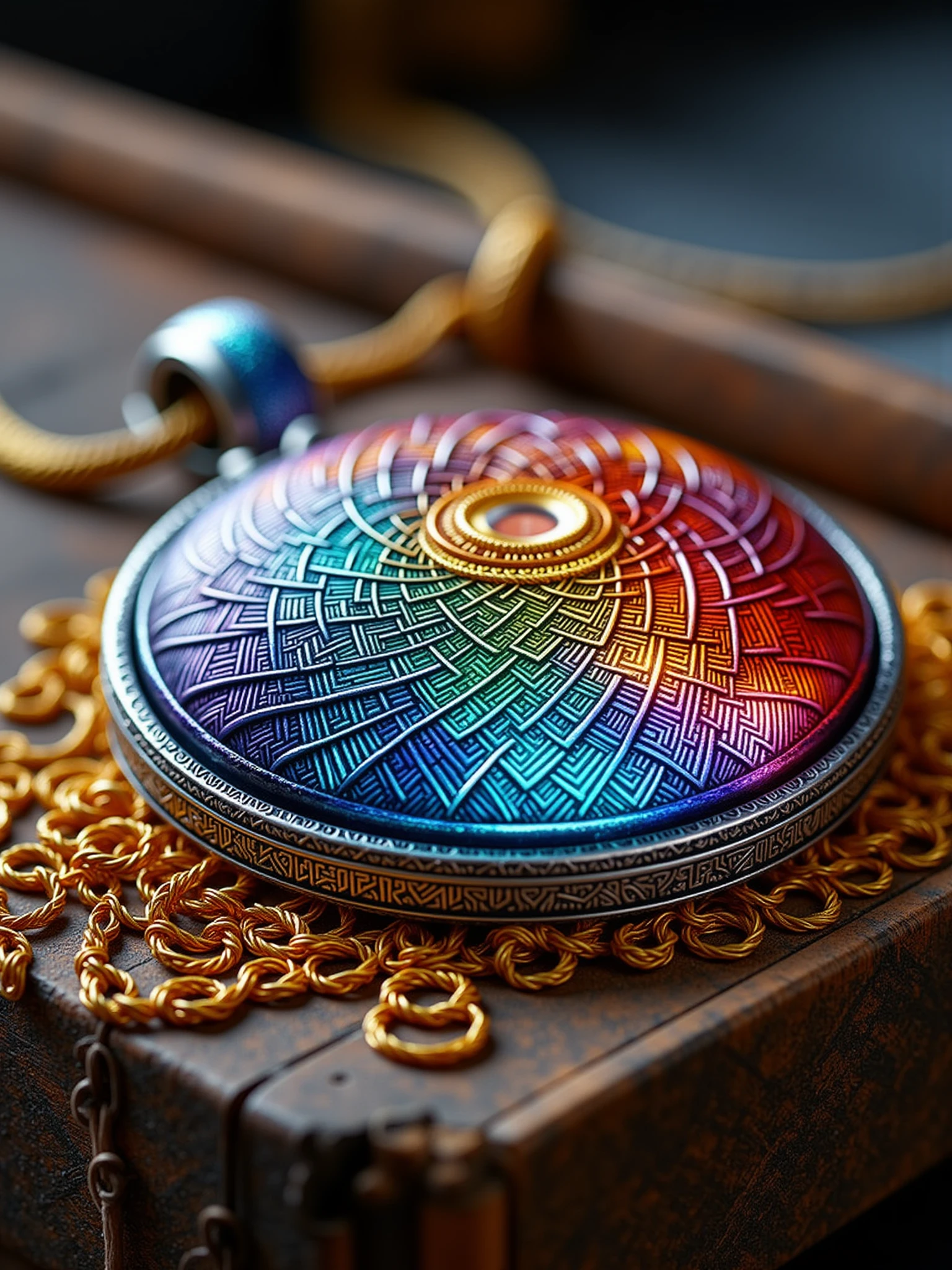 "close-up of sparkling magical fantasy amult made out of transparent mad-clrflmz glass gemstones, light shines through and reflect of the amulet, the amulet lies on a pile of gold and gemstones <lora:colorful-maze-flux:1>"