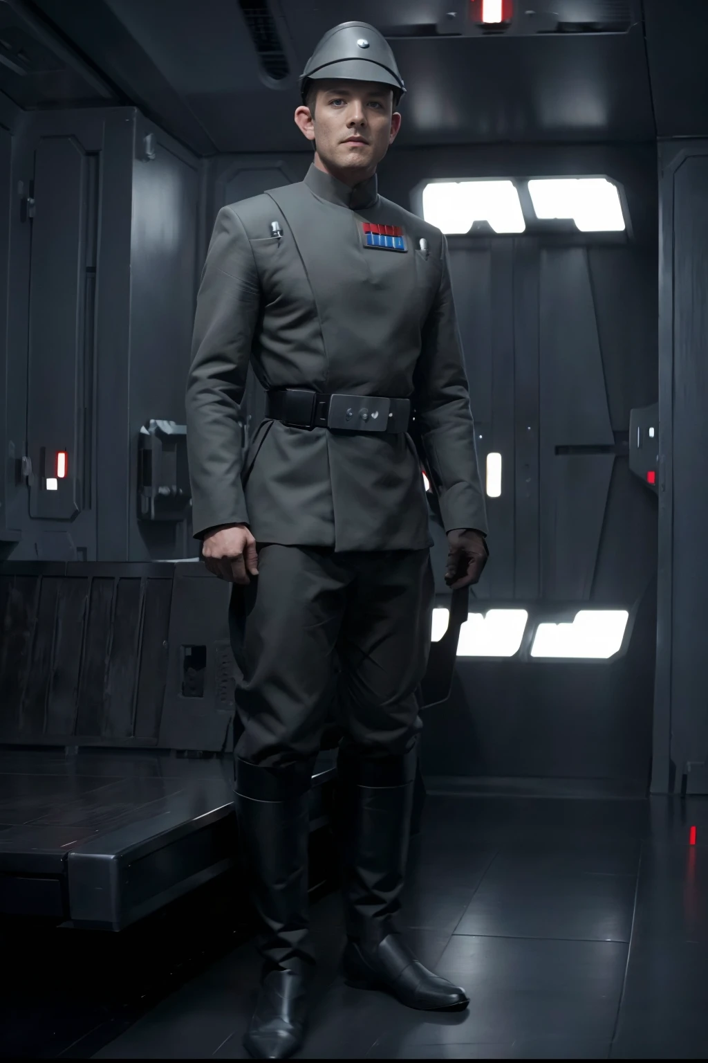 Star wars, imperial shuttlecraft, standing, RyanRose, wearing imperialofficer uniform, (((full body portrait))), wide angle <lora:RyanRose:0.8> <lora:ImpofficerV2:0.75> <lora:exposure_control_v10:0.25>