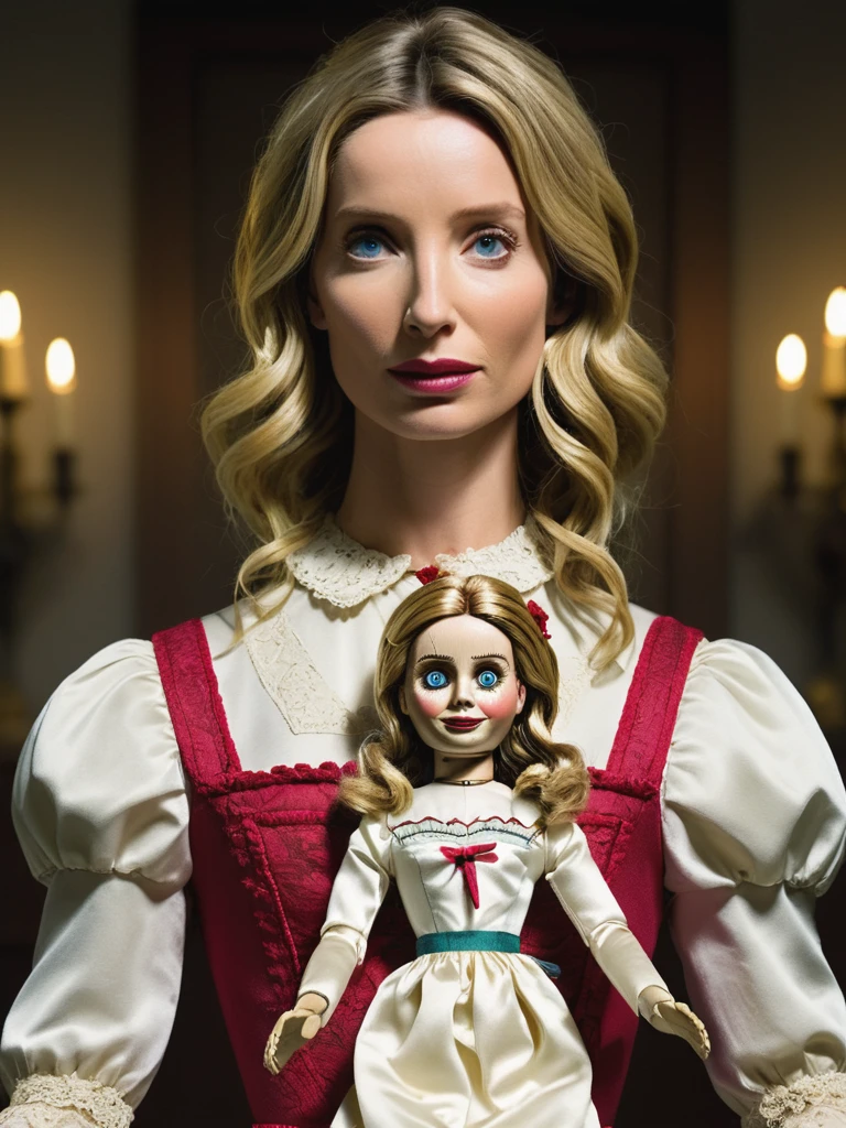 a professional absurdres sharp focus intricately detailed full (torso:1.2) photograph of a beautiful (Annabelle_Wallis:1.1), 
with a focus on her face and upper body,
holding the Annabelle doll at arm's length and admonishing it for being possessed since no self-respecting doll should ever be possessed,
<lora:Annabelle_Wallis-SDXLe14:0.6>  ,
 PA7_sdxl-Photo,