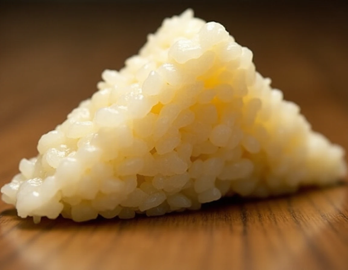 A food photograph of triangle rice ball of kome_onigiri, <lora:kome_onigiri:1.2>