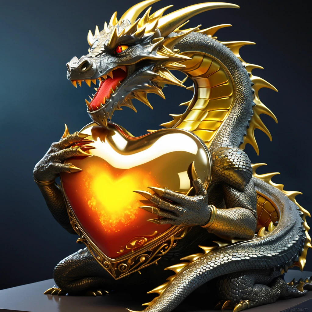 {"prompt": "Digital Art, Photo, Realistic, Cinematic, (Beautiful Studio Lighting:0.5),vivid colors, Score_9, score_8, score_7,  (((Osmium and gold melting into the heart of a Dragon))) High Definition 16K, (Detailed and Intricate:1.1)