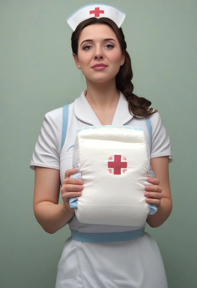 score_7_up, best quality, studio lighting, detailed, realistic, nurse, tropical setting, holding , holding
