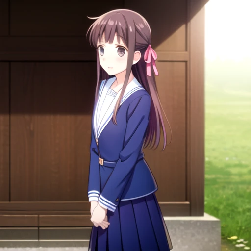 Tohru Honda  <lora:Tohru-Honda:1>, , solo, standing, outside, 1girl