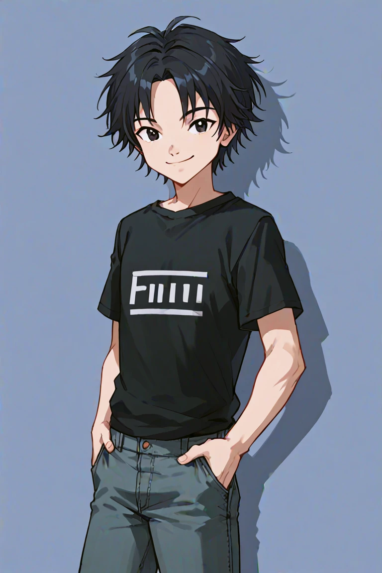 score_9, score_8_up, score_7_up, source_anime, rating_safe, WilliamCL, 1boy, male focus, black eyes, black_William_hair, William_shirt, William_pants, smile, hands on waist, hands with five fingers, cute wallpaper