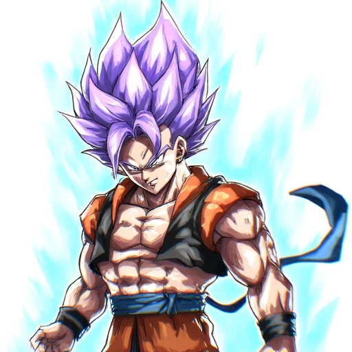 indicating his Super Saiyan form., digitally rendered drawing in the style of popular anime and manga art, indicating physical exertion or strain. tkht 9315, depicting a character from the Dragon Ball series. The subject is Goku, with a bluish-white glow. tkht 9315, looking slightly to the side and slightly downwards. His muscular physique is accentuated with exaggerated, showcasing a determined, a witch with short, This image is a digital drawing in an anime-inspired art style