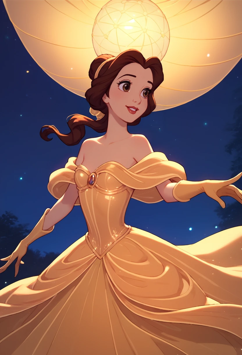 score_9, score_8_up, score_7_up, night, fantasy, ballrom, baroque imterior, Belle_BTB, 1 woman, young, solo, 
beautiful girl, brown hair, hazel eyes, golden ball dress, princess dress, long  golden gloves, 
zPDXL3, <lora:Belle_and_Adam:1>, <lora:Smooth Anime Style LoRA XL:0.8>, <lora:add-detail-xl:2>, <lora:zPDXL3:1>