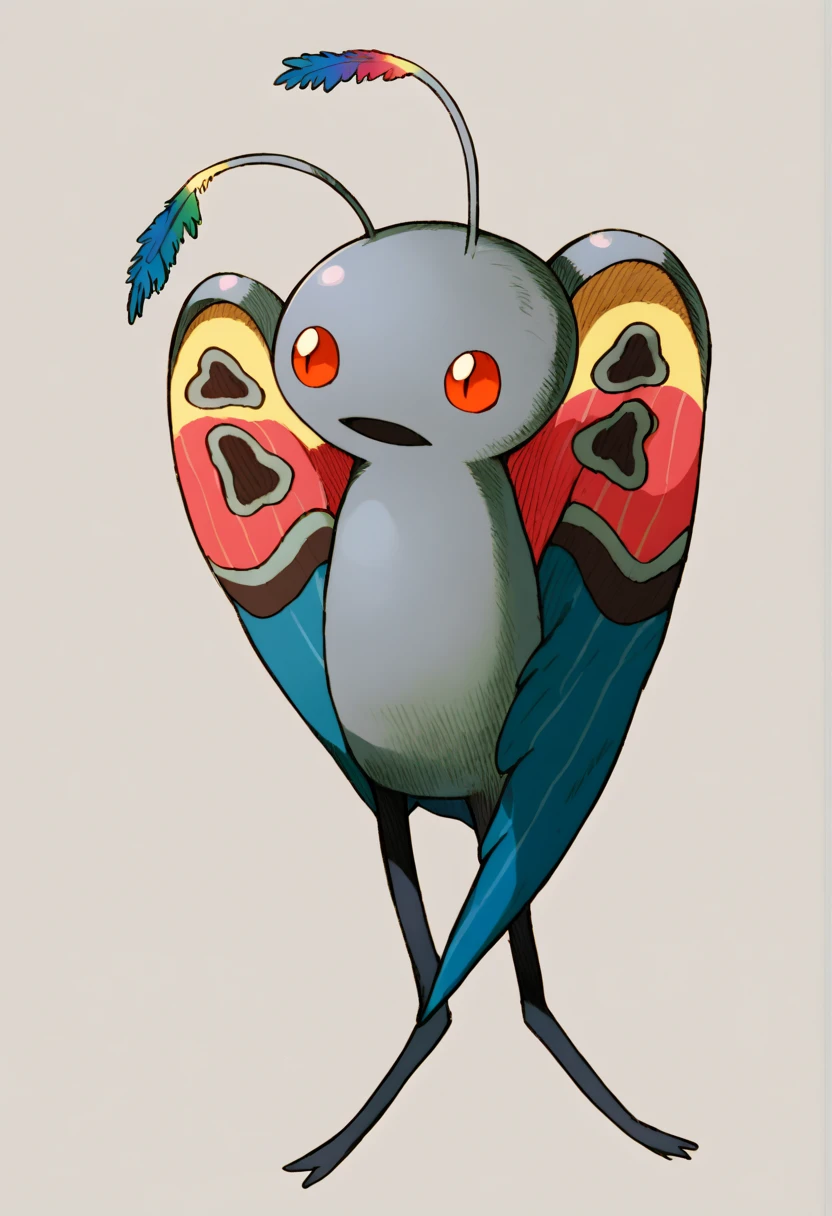 score_9, score_7_up, BREAK, solo, , <lora:MVC2_GLoRA-pdxl_Fp:1>, simple background, pokemon \(creature\),  <lora:Mothman-pdxl_Fp:1>, mothman, red eyes, open mouth, antennae, grey skin, wings, looking to the side,