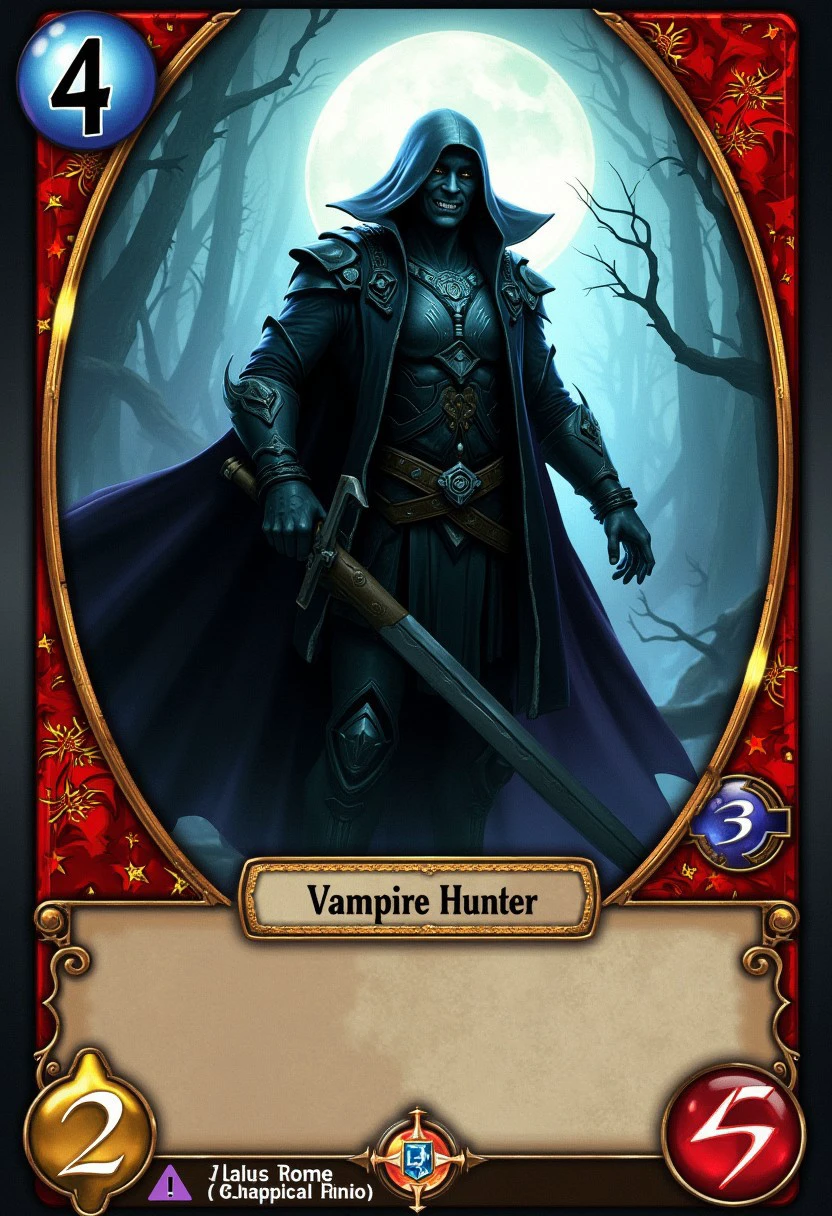 Tr4dingcard, a trading card of a gothic vampire hunter