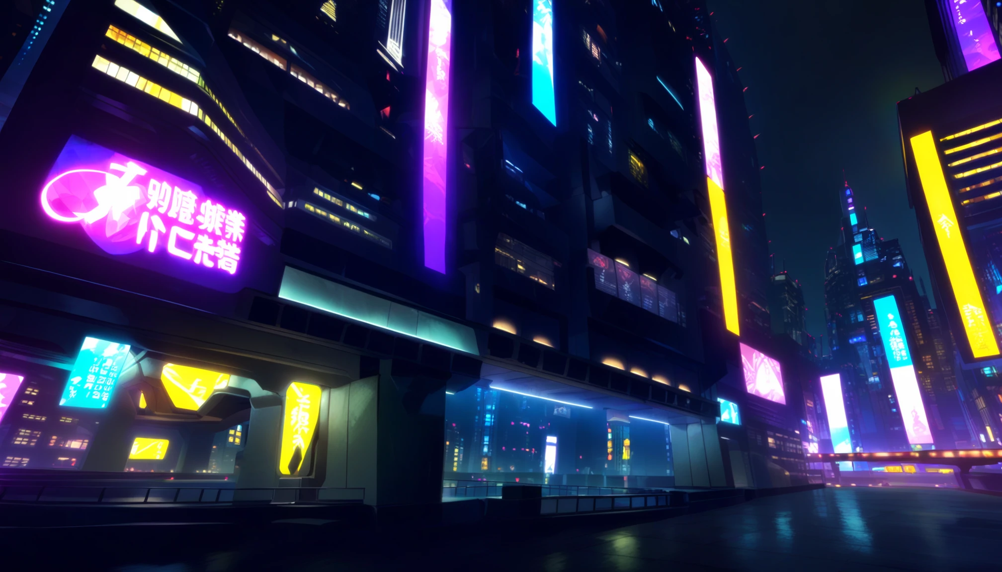 <lora:Cyberpunk_Edgrerunners-DoRA_V1:0.85>
very aesthetic, newest, best quality, masterpiece, absurdres, scenery, no humans, city, neon lights, skyscraper, night