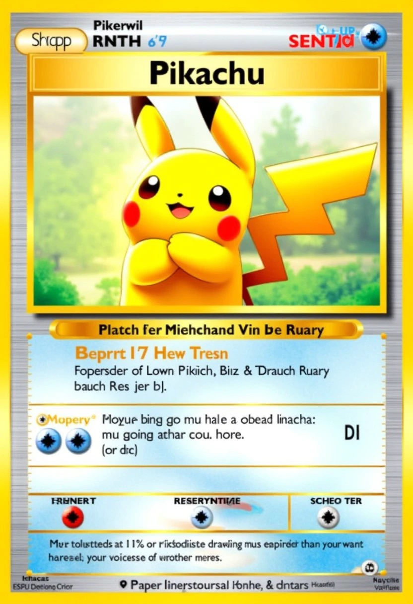 Tr4dingcard, a trading card of pikachu from pokemon, titled "Pikachu"