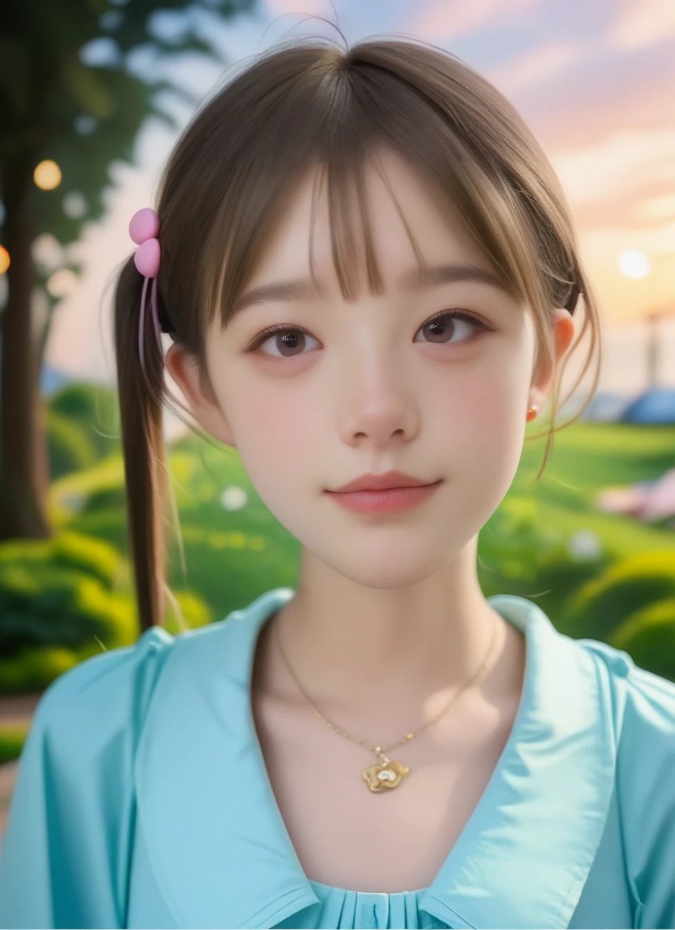 score_9, score_8_up, score_7_up, (realistic:1.20),  ((face focus)), ((fair skin)), ((skinny)), 1girl, one side up, hair ornament, idol, jpop, kpop, belle, pretty, petite, upper body, <lora:ADetailerNetidolFace_pony:0.8>,