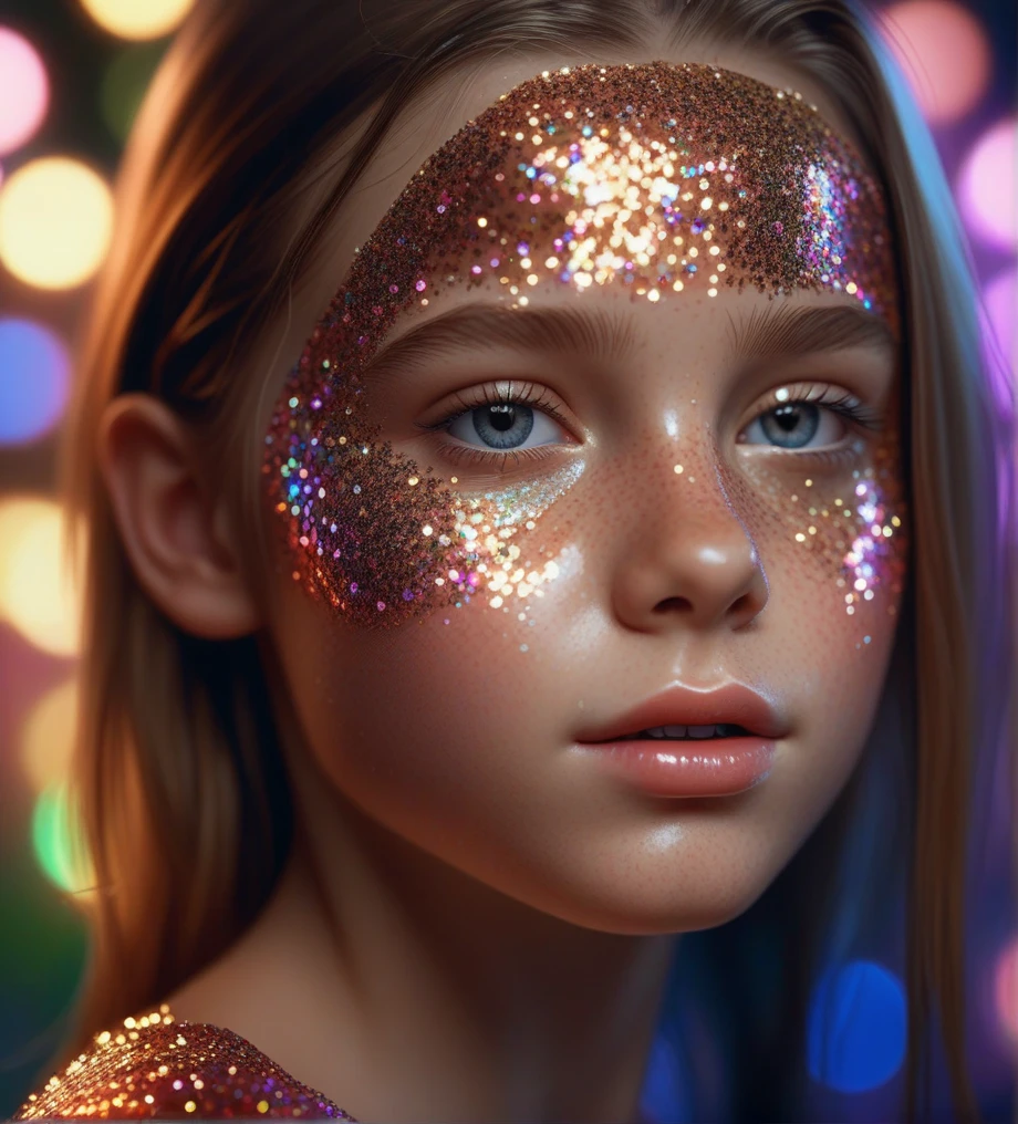 photo, 8k portrait 1girl, glitter, high_resolution, detailed, portrait, shiny skin, multicolor, photorealistic, Photorealism