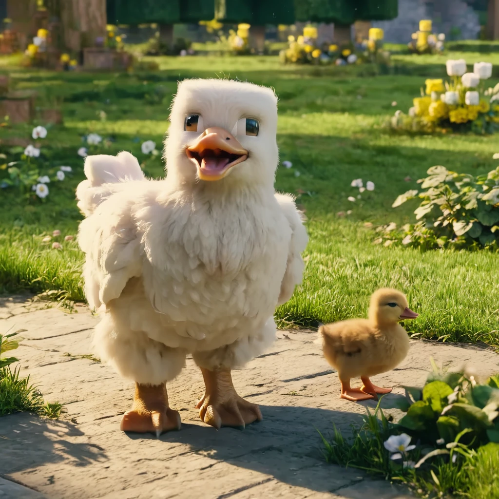 (Masterpiece,Best Quality:1.4),8k,(Movie-like footage,move photo:1.2),Hi-Res,kooo123, kooominecraft, solo, no humans, bird, animal, leaf, traditional media, plant, nature, animal focus, chicken, duck <lora:Minecraft_v1_XL:0.9>