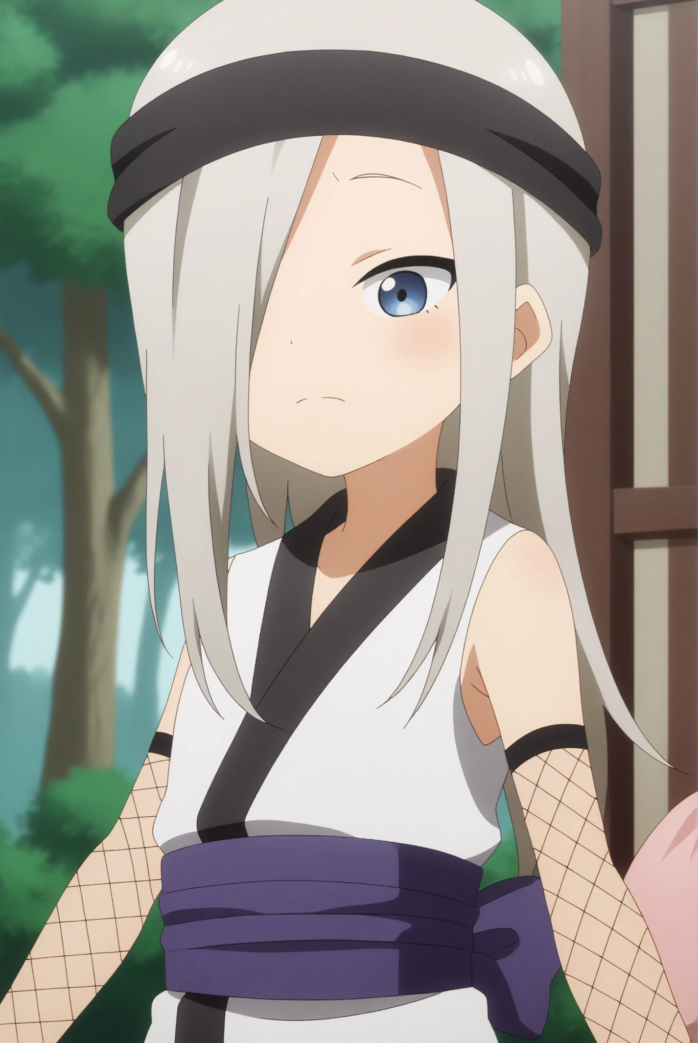 Hototogisu, black headband <lora:Kunoichi_Tsubaki_no_Mune_no_Uchi-Hototogisu-PDXL:0.8>