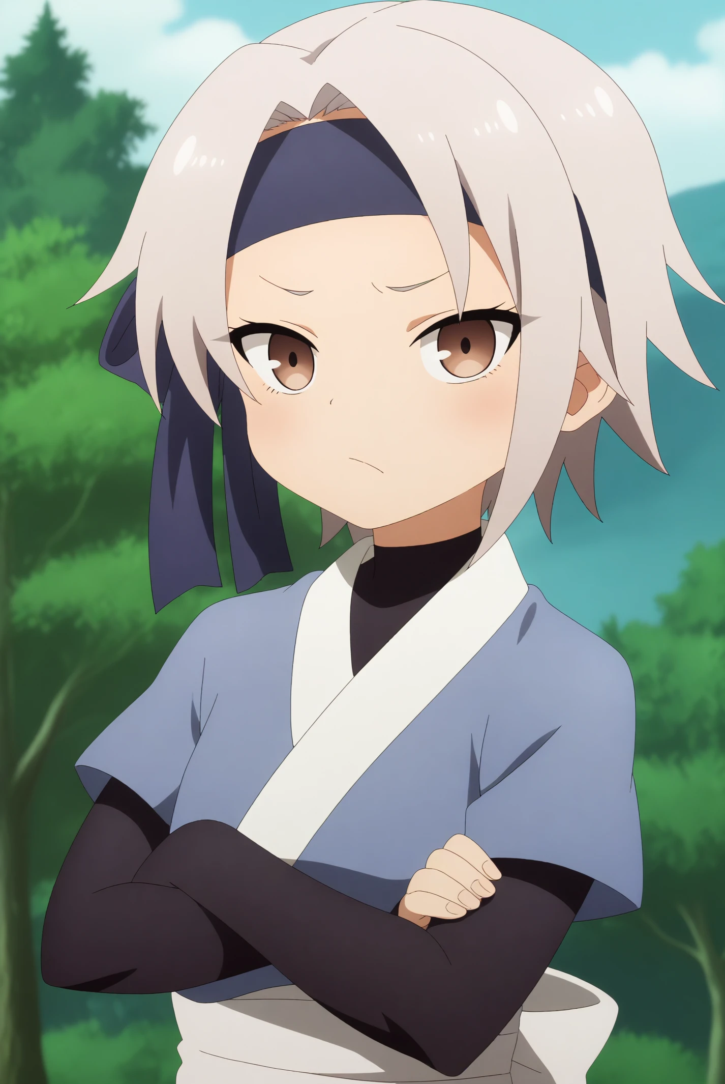 Higiri, blue headband <lora:Kunoichi_Tsubaki_no_Mune_no_Uchi-Higiri-PDXL:0.8>