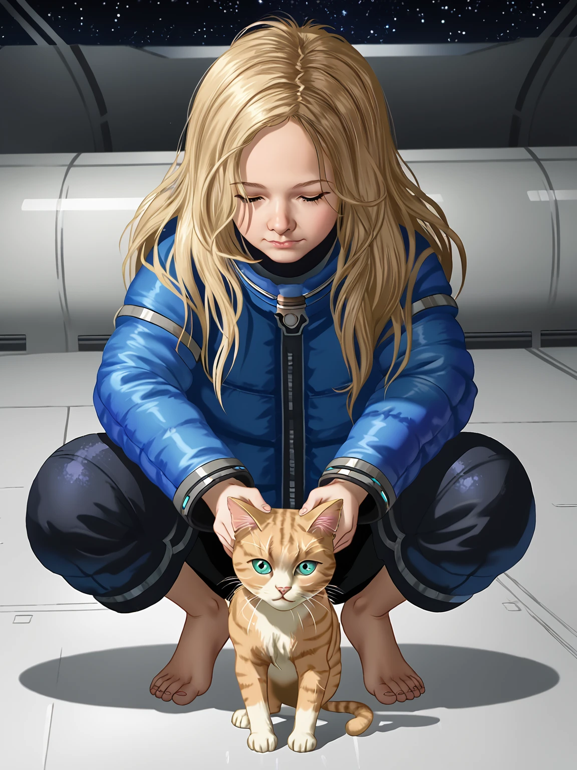 <lora:xdianax:0.9> (xdianax), jacket, black shorts, barefoot, petting animal, stroking cat
score_8_up <lora:CSPNY1:1>
outer space, realistic