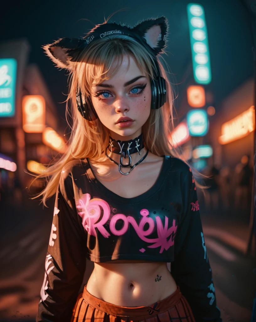 1girl, animal hat, bass clef, beamed eighth notes, blue eyes, branch, breasts, broken chain, choker, city lights, cross, graffiti, headphones, long hair, midriff, mole, neon lights, shooting star, skirt, solo, street_art_portrait, watermark
<lora:Street_Art_Portrait:0.9>  (street_art_portrait:1.5)
 <lora:LCM_LoRA_Weights_SD15:1>