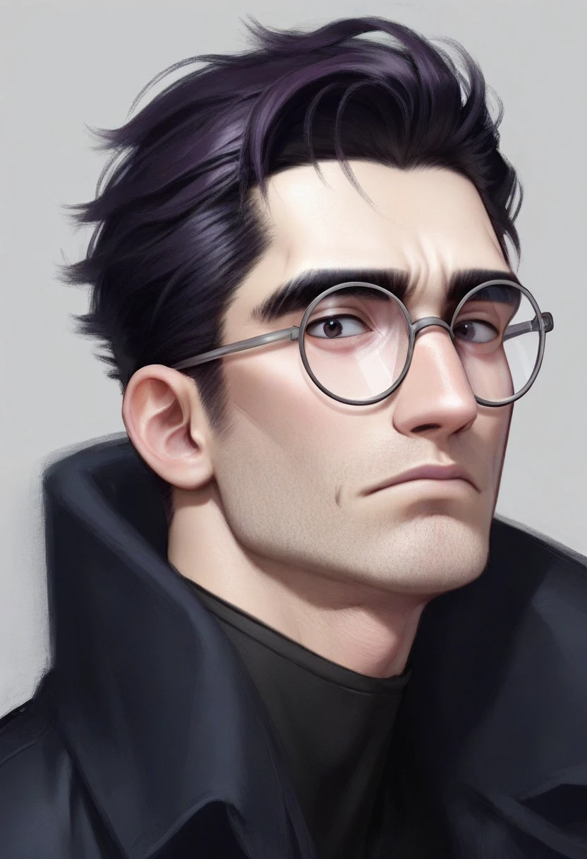 score_9, score_8_up, score_7_up BREAK smnoir, 1boy, glasses, short hair, thick eyebrows, portrait, looking at viewer, closed mouth, round eyewear, shirt, trench coat, close-up, slicked back, solo, male <lora:Spider-Man_Noir_-_Character_LoRA_PonyXL:0.7>